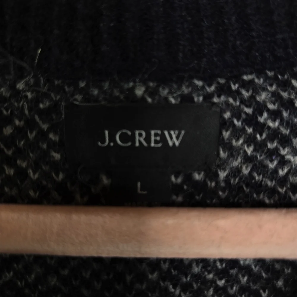 J Crew Blue Navy Windowpane Plaid Alpaca Wool Sweater